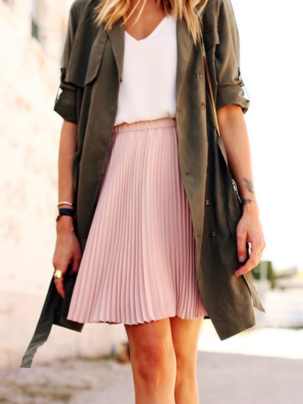 Banana Republic Pleated A-Line Skirt - Dusty Rose - Sz: 8